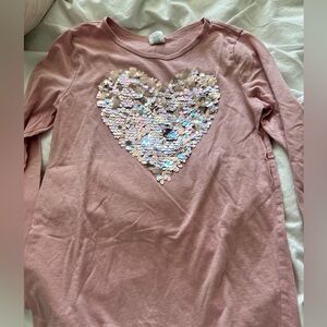 Crewcuts Girls Pink Sequin Heart Long Sleeve Top – Size 10